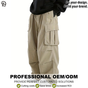 מכנסי דגמ\\\"ח רחבים לגברים, בסגנון רחוב, עם שרוך אלסטי, גזרה רפויה, מכנסי ריצה, מכנסי טיולים עם כיסים - Product Image 6