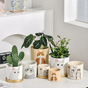 Vente chaude maison jardin décoration moderne motif animal succulent pot <span class=keywords><strong>terre</strong></span> <span class=keywords><strong>cuite</strong></span> céramique jardinière <span class=keywords><strong>pots</strong></span> de fleurs <span class=keywords><strong>avec</strong></span> plateau - Product Image 1