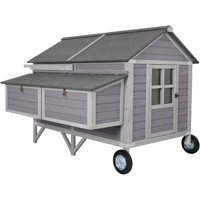 Grand poulailler en bois sur roues pour jardin, avec nichoirs, barres de repos, toit en feutre d'asphalte, poulailler spacieux et surélevé