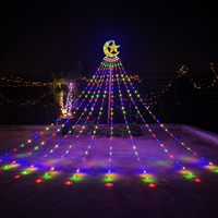 Guirlandes lumineuses LED d'extérieur Pafu Ramadan Eid, lune croissante, étoile, arbre, jardin, cour, décoration de fête, lumières suspendues