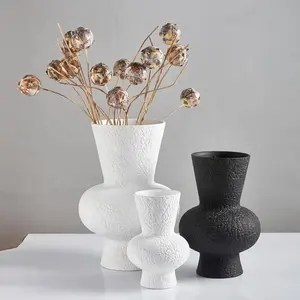 Kunden spezifische keramische schwarze Vase Einfache und moderne nordische Art Keramik-Haupt dekoration kunden spezifische keramische schwarze Vase