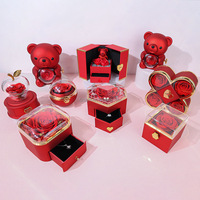 Planet Spherical Preserved Rose Sieradendoosje Auto Pop Rotating Kunstbloemen Ring Ketting Etui Valentijnsdag