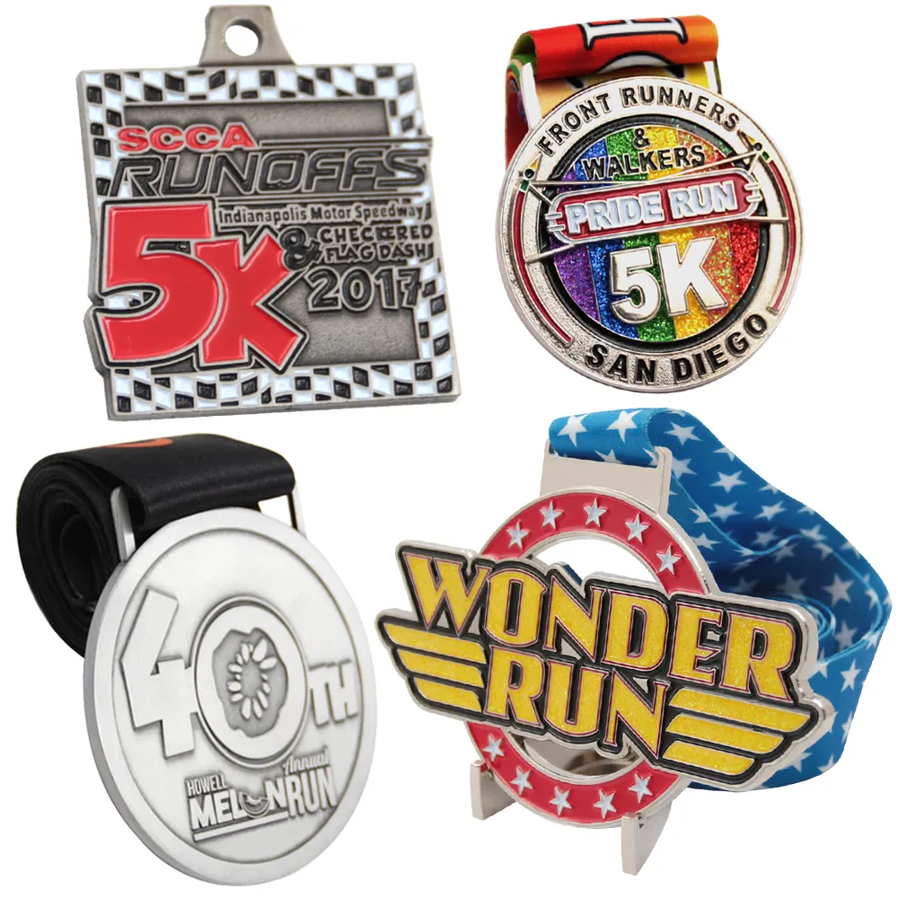 Manufacturer custom design zinc alloy metal sport 3d 5k race running medal with ribbon