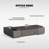 Bureau de direction avec plateau laqué haut de gamme pour bureaux de managers et solutions d'aménagement de bureau tout-en-un