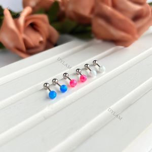 ต่างหูเงินแท้ 925 ดีไซน์ทันสมัยประดับลูกปัดแก้วสีรุ้งสำหรับผู้หญิง - Product Image 5