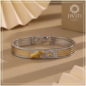 925 Silver Two Tone Designer <b>Bracelet</b> for Men and Women Sterling Silver Gold Tone <b>Bracelet</b> Luxury <b>Adjustable</b> <b>Bracelet</b> - Product Image 1