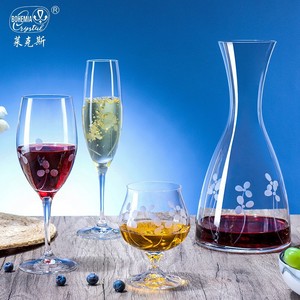 Bohemia Crystal Wine Decanter Set 301-400ml Engraved Stemmed Glass For Red Wine Serving - Product Image 4