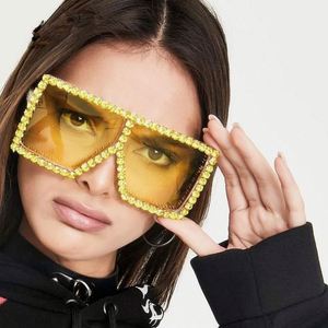 Lunettes de soleil carrées surdimensionnées en cristal de marque de mode 2020, grandes lunettes de soleil à strass, lunettes de soleil pour femmes, lunettes de soleil en diamant - Product Image 4