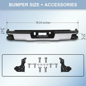 2014-2018 per Chevrolet Chevy Silverado per GMC Sierra 1500 Pickup paraurti posteriore in acciaio paraurti completi senza sensore di parcheggio Hol - Product Image 4