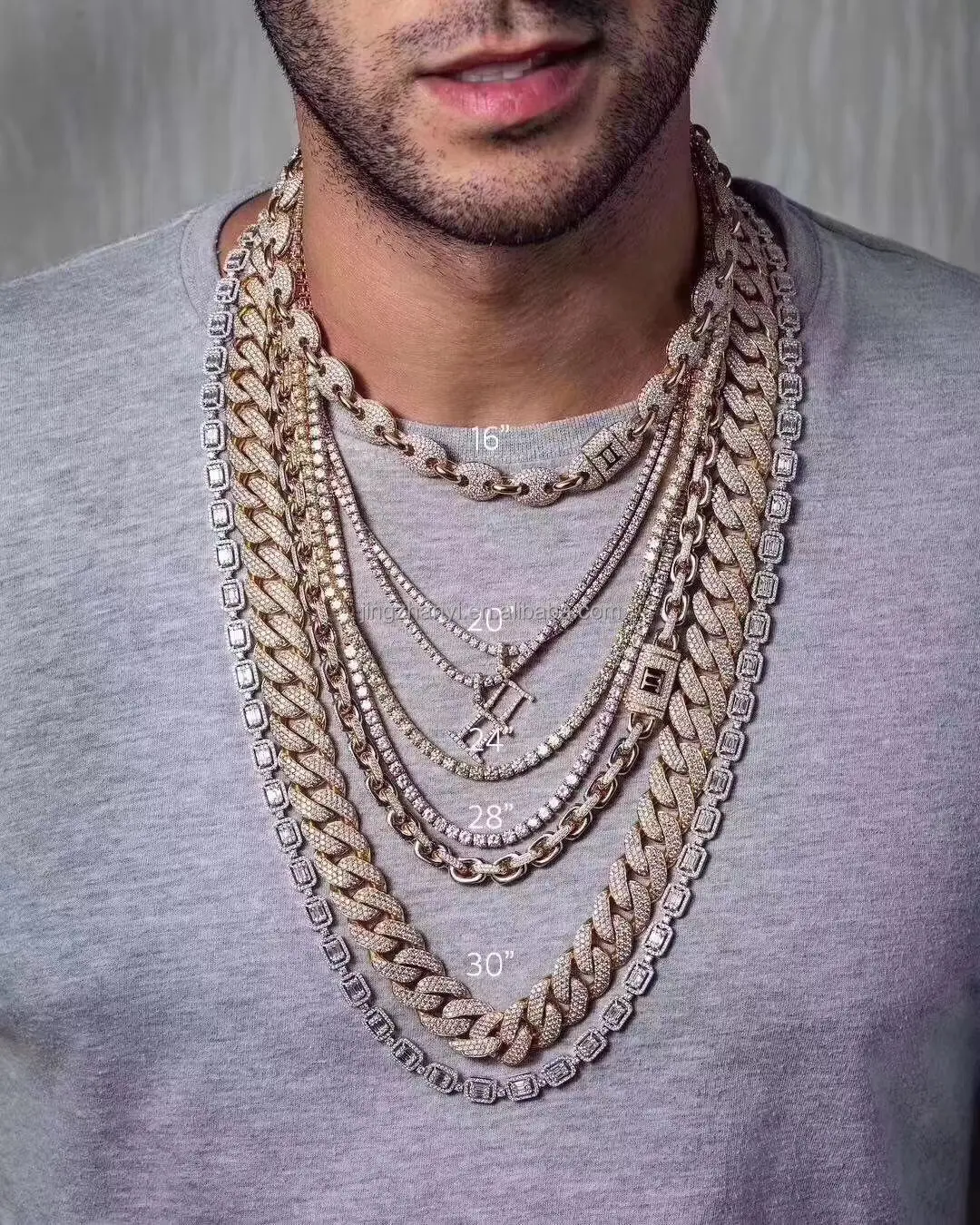 Joyería de oro personalizada de Hip hop para hombre, colgante de collar de cristal de CZ Iced Out, dijes de joyería de Hip Hop