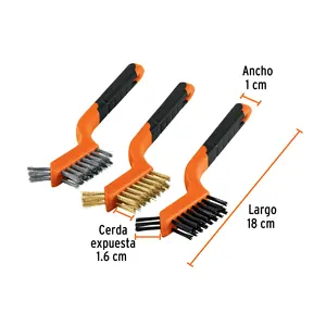 BOX 4 <b>Set</b> of 3 mini <b>wire</b> <b>brushes</b>, 28 <b>brushes</b>, TRUPER - Product Image 2