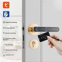 Serrure de porte intelligente à levier séparé avec carte d'empreintes digitales en alliage de zinc pour déverrouillage via l'application Tuya pour la sécurité domestique