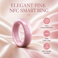 Montre connectée élégante en céramique rose avec puce NFC 6 mm résistante aux rayures, puce Ntag, Lumon, vente en gros, fournisseur d'usine, logo gratuit, livraison rapide