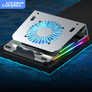 Support de refroidissement pour ordinateur portable le plus vendu en gros, tapis de refroidissement pour ordinateur portable en alliage d'aluminium avec effet RGB, 4 ports USB et ventilateur, en stock ou OEM - Product Image 2