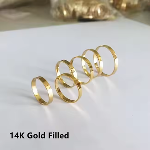 Feine 14K Goldfilled 2,25mm Einzigartige Flache Fingerringe für Damen Geschenk Party Schmuck Accessoires - Product Image 4