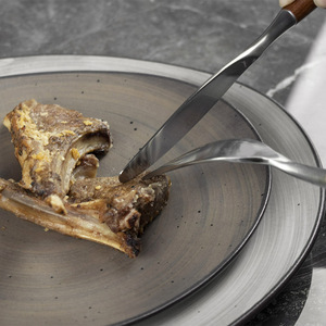 Ensemble de Plats en Céramique Mat Nouveau Design Gris et <span class=keywords><strong>Café</strong></span>, Ensemble de Vaisselle, Ensemble de Plats à Dîner en Porcelaine - Product Image 3