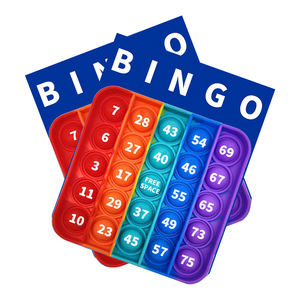 Carte de <span class=keywords><strong>Bingo</strong></span> en caoutchouc de Silicone, Push it Popit <span class=keywords><strong>Pop</strong></span> Bubble Fidget pas besoin de puces, des couleurs et des formes personnalisées sont disponibles - Product Image 1
