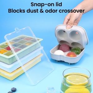 BPA Free Durable and Dishwasher Safe 2 Silicon Mold Food Grade Flexible Silicone Easy Release Ice Cube Tray With Lid for <b>Freezer</b> - Product Image 2