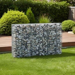 Muro de Gabiones de Acero Galvanizado de 354.3x11.8x78.7 Pulgadas, Valla Exterior, Rejilla Rectangular de Estilo Industrial - Product Image 2