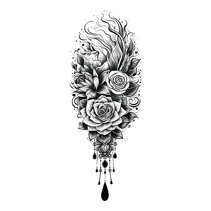 Autocollant de <span class=keywords><strong>tatouage</strong></span> temporaire imperméable en papier, transfert d'eau, personnalisable, impression offset CMYK, motif fleur <span class=keywords><strong>rose</strong></span> pour <span class=keywords><strong>bras</strong></span>, jambe et corps féminin - Product Image 5