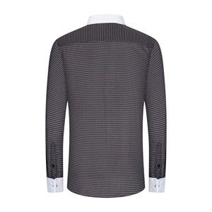 Camisa de Hombre de Alta Calidad, Estampada, Transpirable, Formal, con Puños Franceses, Manga Larga, Cuello Clásico en Contraste - Product Image 2