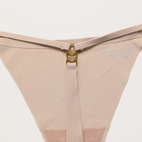 JOGOGO Vente en gros Personnalisable String T-back sans couture en soie glacée, taille basse, respirant, sans trace, avec anneau de ceinture fin et chaîne