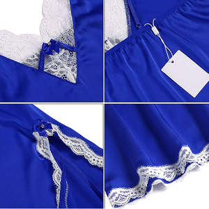 Vêtements de nuit Lingerie sexy Chemise de nuit en dentelle Chemise en satin Robe de nuit en <span class=keywords><strong>soie</strong></span> <span class=keywords><strong>Nuisette</strong></span> Babydoll pour femmes - Product Image 5