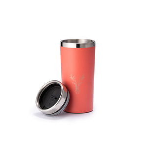 Stainless Steel Tumbler Orange Red 16oz Insulated Travel Cup With Deer Design - Product Image 4