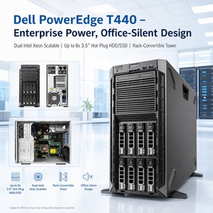 เซิร์ฟเวอร์เวิร์กสเตชัน Dell PowerEdge T440 Xeon Gold 5118 Silver Tower รุ่นขายดี พร้อมซีพียูคู่ Xeon Scalable ระดับองค์กร - Product Image 1
