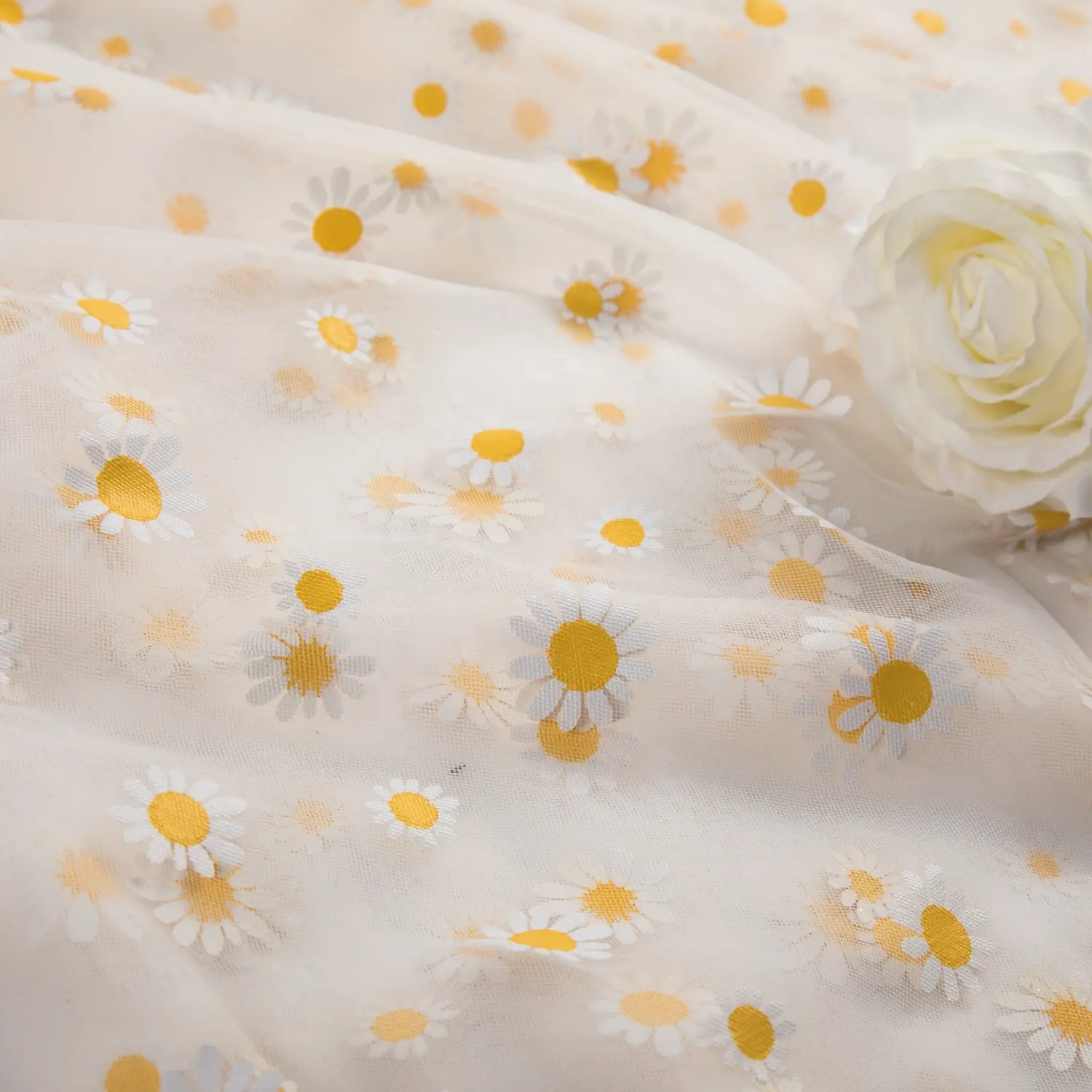 2023 New Fashion Sunflower Sequin Nylon Glitter Tulle Mesh Fabric For Girl Dresses