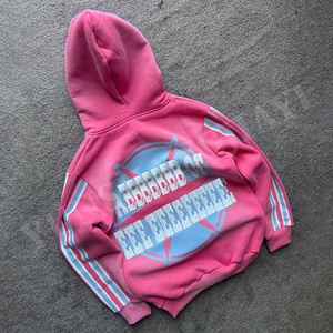 YSJY批发定制落肩仿旧棉水洗空白拉链复古四方形裁剪超大连帽衫男女通用 - Product Image 3