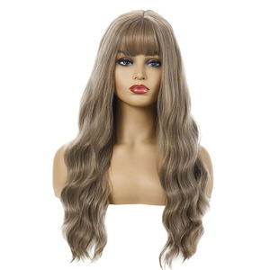 Perruque longue ondulée <span class=keywords><strong>avec</strong></span> <span class=keywords><strong>frange</strong></span>, perruque synthétique, <span class=keywords><strong>cheveux</strong></span> longs bouclés, couleur touffue, ondulation naturelle, <span class=keywords><strong>2022</strong></span> - Product Image 6
