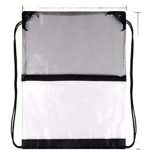 OEM PVC <b>Drawstring</b> Gym <b>Backpack</b> - With Logo, Waterproof, Transparent Mesh Pocket, Zipper Closure, Perfect for Promotions - Product Image 2
