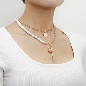 2023 Natural Baroque Pearl Necklace Hand Making Gold Plated Choker For Women Jewelry