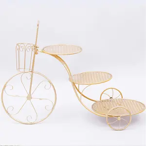 Sıcak satış 3 katmanlı tatlı tepsi Metal düğün pastası standı bisiklet tatlı arabası parti dekorasyon için
