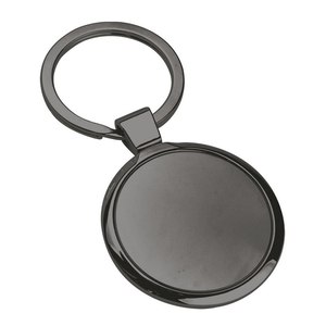 Porte-clés rond en cuir bruni D=35 mm en alliage et métal avec motif numérique et circulaire - Product Image 1