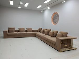 Ensemble de canapés modulaires de luxe italiens pour salon, meubles de villa, canapé moderne haut de gamme en tissu blanc, canapé d'angle - Product Image 5