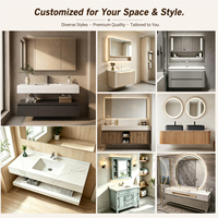 Meuble-lavabo mural moderne en céramique avec double vasque, en contreplaqué rectangulaire de couleur personnalisable, résistant à l'eau, pour espaces partagés