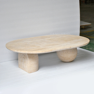 Table basse de luxe de style Wabi-sablon, grande, moderne, en <span class=keywords><strong>travertin</strong></span> beige, durable, pour <span class=keywords><strong>salon</strong></span>, villa, hôtel, décoration - Product Image 3