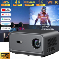 Projecteur intelligent pour cinéma maison Full HD 1080P 1000 ANSI Lumen, système Android 14, compatible 3D, stéréo HIFI, mini LED portable