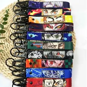 Factory Customized 5000 Eagle Metal Keychain Embroidered Keychain One Pieces Anime Short Lanyard Nylon Key Fobs