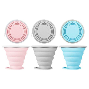 Gobelets pliables en silicone portables avec logo personnalisé, réutilisables pour la randonnée, le camping, les voyages - Product Image 1