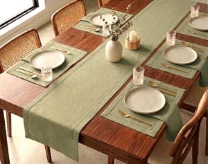 Napperons en coton vert sauge les plus vendus pour les repas quotidiens, les réunions de famille, les banquets de mariage, les présentations de table de restaurant, les hôtels - Product Image 6