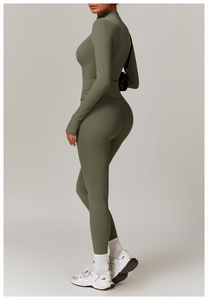 Pantalon de yoga taille élastique à séchage rapide motif solide pantalon de sport moulant amincissant pour courir porté à l'extérieur - Product Image 4