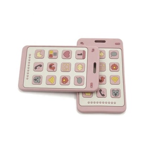 Anneau de dentition pour bébé en silicone de qualité alimentaire sans BPA, unisexe, forme carrée, jouet souple style téléphone - Product Image 3