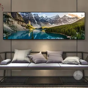 ภาพวาดบนผ้าใบแนวนอนภาพทิวทัศน์ทะเลสาบป่าภูเขาภาพวาดศิลปะบนผนังโปสเตอร์สำหรับห้องนั่งเล่นห้องนอน