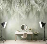 Papier peint mural personnalisé 3DSoft avec des feuilles de palmier tropicales vertes pour studio de yoga, studio photo, boutique, décoration murale commerciale