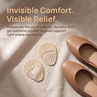 Coussinets en gel de silicone pour l'avant-pied pour femmes, absorption des chocs et protection contre les chocs pour talons hauts, respectueux de la peau, taille unique, abricot
