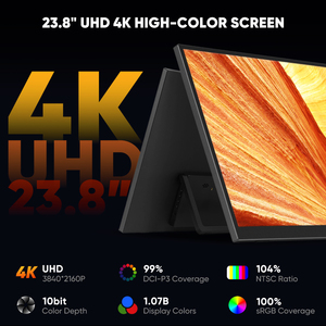 Wholesale Custom Branded 23.8 Inch <strong>4K</strong> Portable <strong>Monitor</strong> with IPS HDR 60Hz LCD Screen Stand for Dual Laptop Setup - Product Image 2