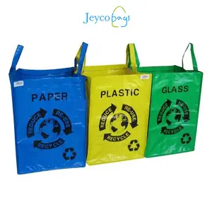 الصين الصانع قوية كبيرة قدرة مخصص التصفيح حقيبة منسوجة من البولي بروبيلين القمامة فرز حقيبة مُعادة التدوير مع حمل